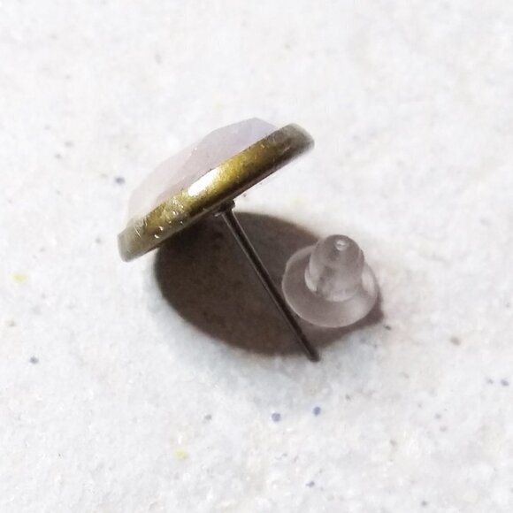 #1 ONLY! Dreamy + Classy! Large Taupe/Beige/Gray Colored Amazonite Post Earrings - Picture 3 of 8